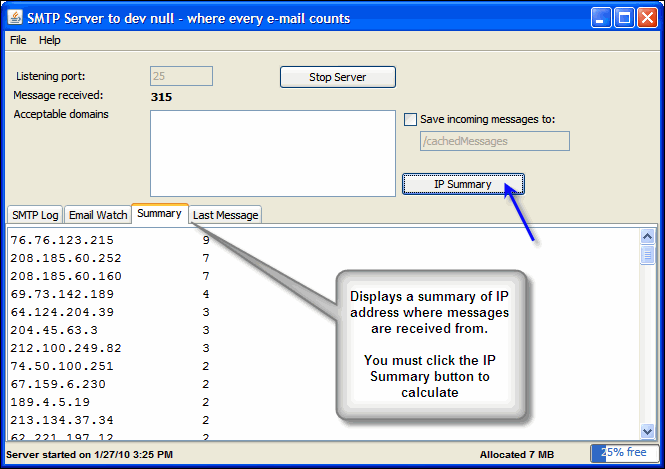 Dummy smtp server