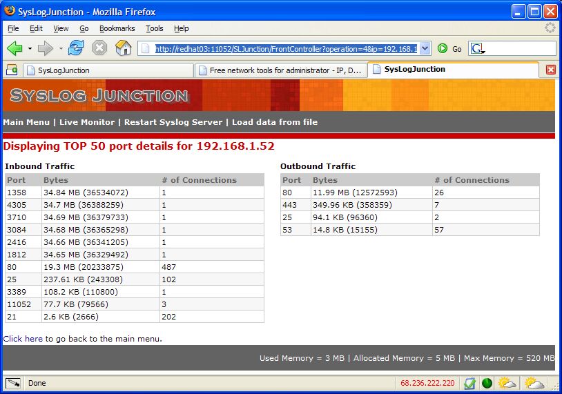 Syslog Junction main screen